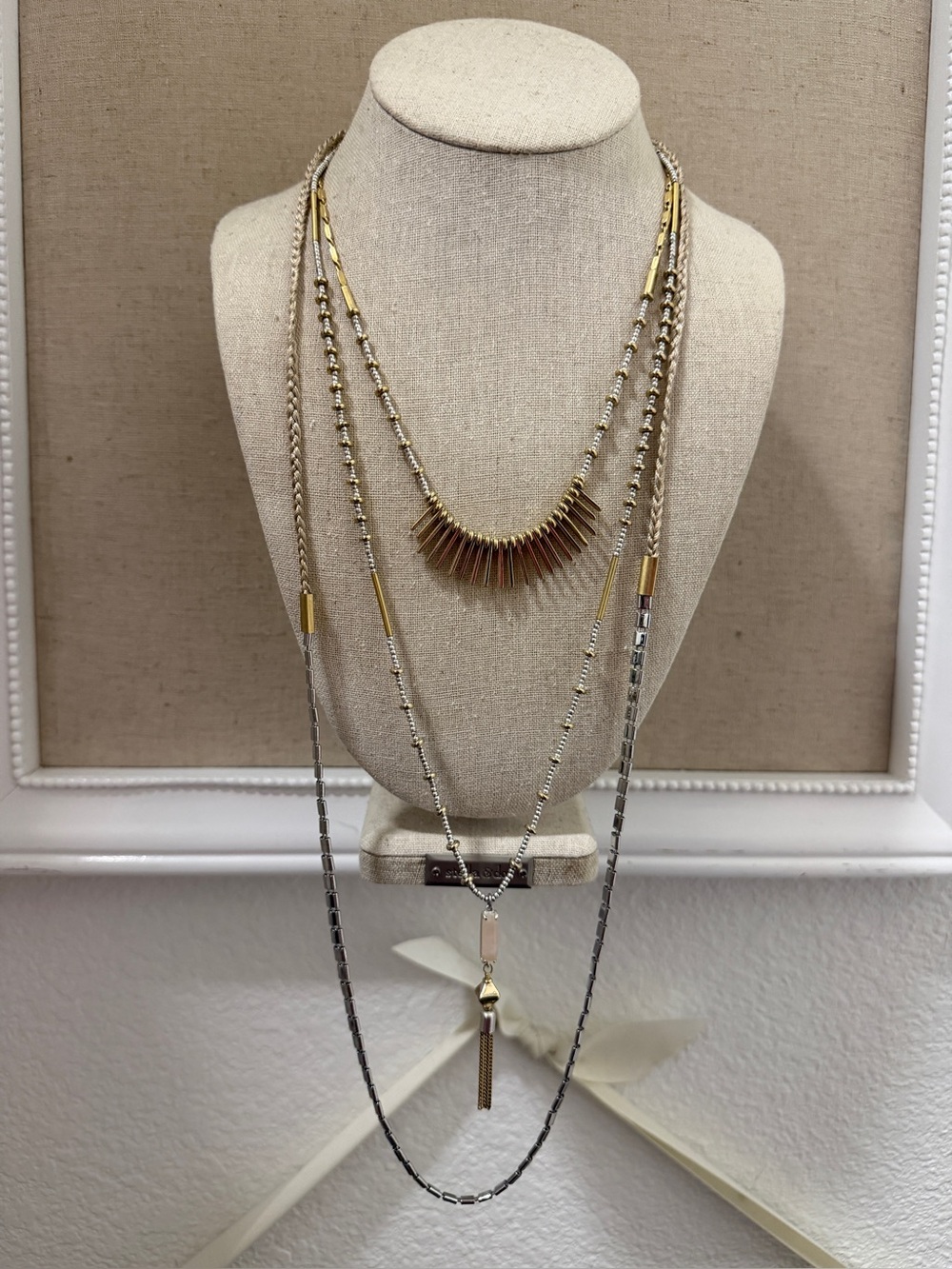 Stella & Dot Riad Mixed Metal Layered Necklace Set in Gold and Silver